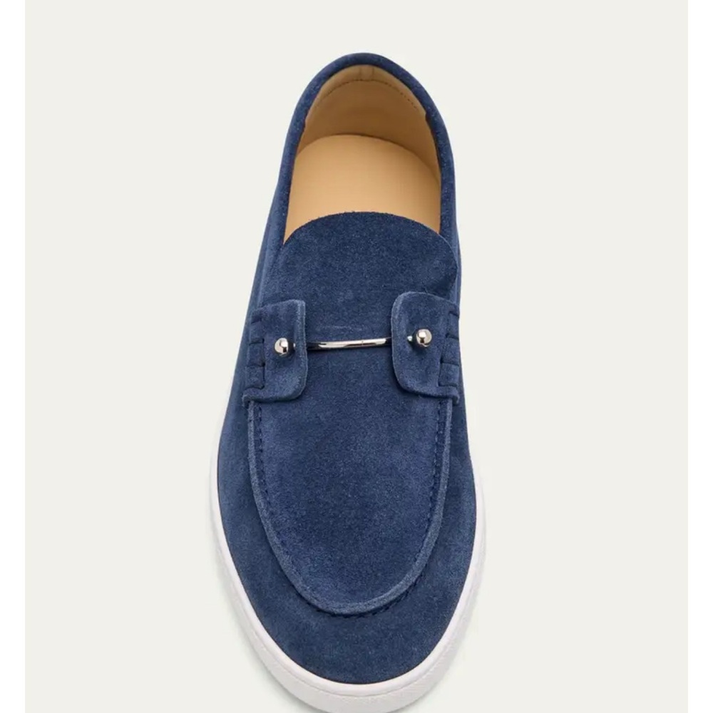 New Men’s Christian Louboutin Chambeliboat Nubuck Boat Shoe, US 17D, 50EU, Denim